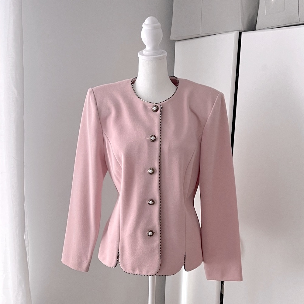 Vintage Classic Blazer with Pearl Accent Buttons